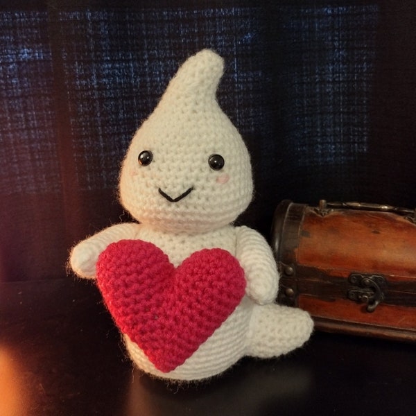 Fantasma de San Valentín a crochet con corazón