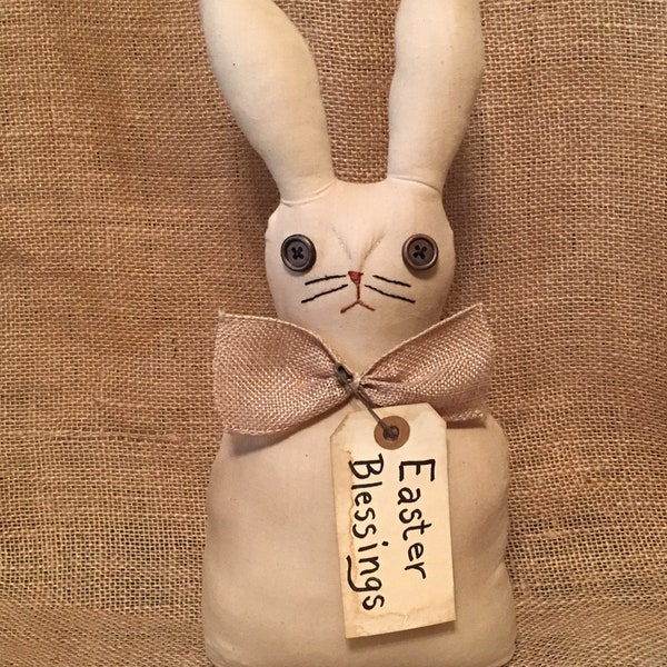 Easter Blessings  Primitive  Bunny/Shelf Sitter/Farmhouse Decor/Folk Art/Primitive Rabbit