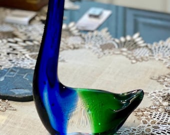 Vintage Murano Style Vintage Art Glass Swan Figurine