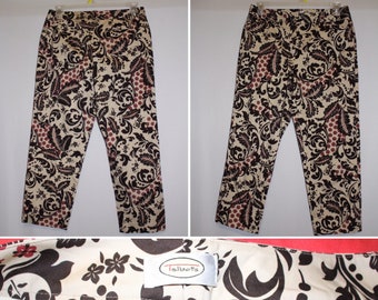 Talbots Cropped Pants Floral Beige/Brown/Red Size 10