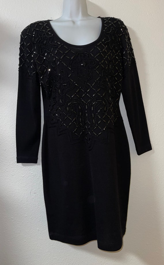 Vintage Liz Claiborne Black Dress Size L Beaded Long Sleeves - Etsy Vintage Liz Claiborne Black Dress Size L Beaded Long Sleeves - Etsy