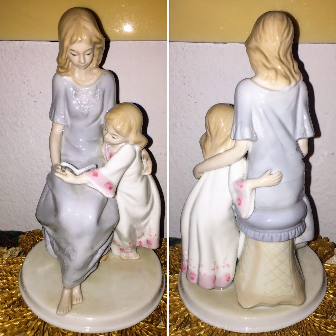 Vintage Mother & Child Porcelain Figurine, Handcrafted by Meico Inc