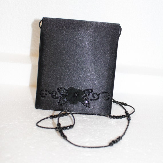 Jessica Mcclintock Black Beaded Shoulder Bag Handbag Purse Evening Clutch -  Etsy