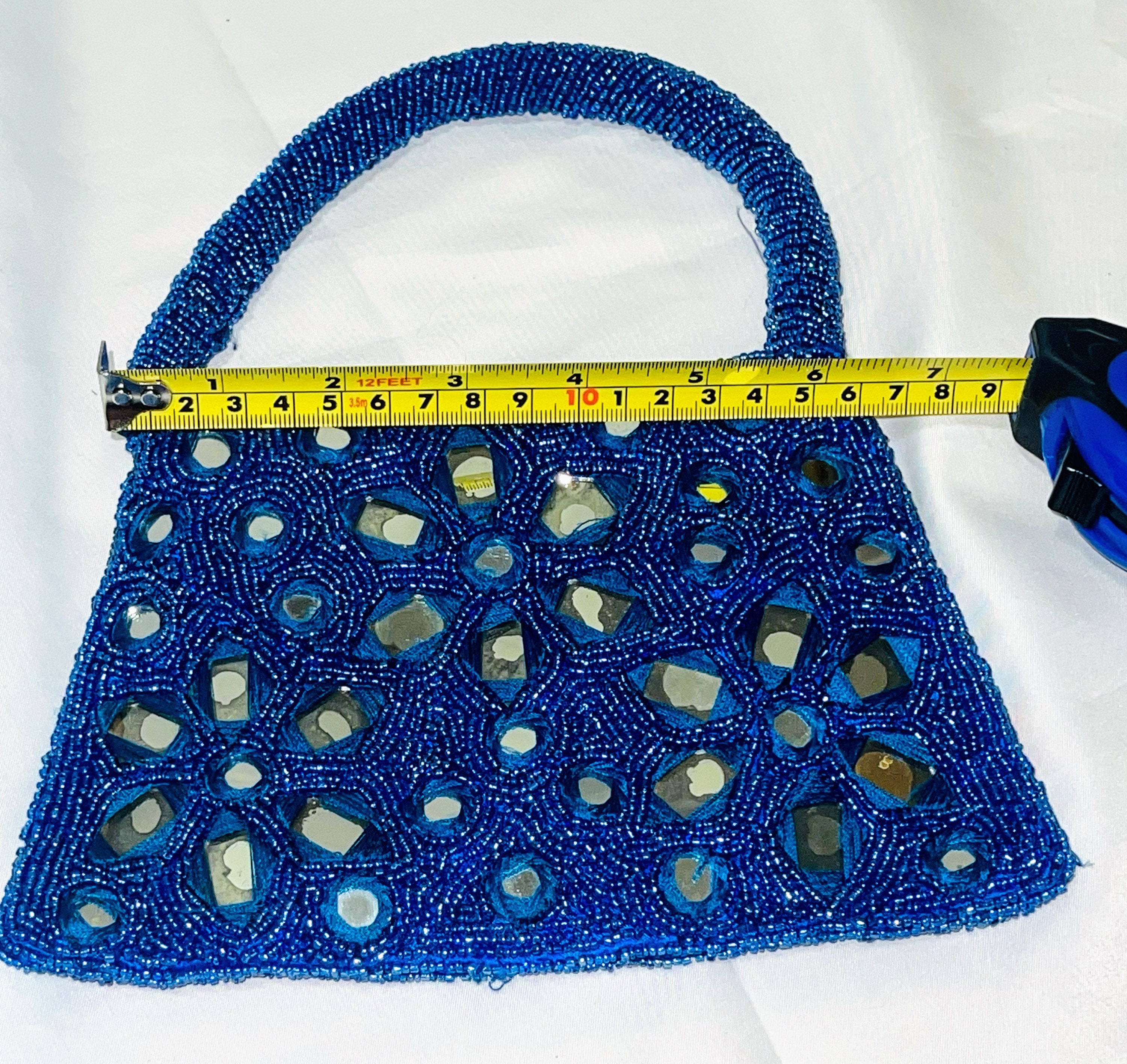 blue beaded bolsa