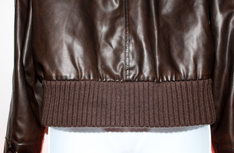 Moto Bomber Jacket by Charlotte Russe Crop Faux Leather Brown Sz L