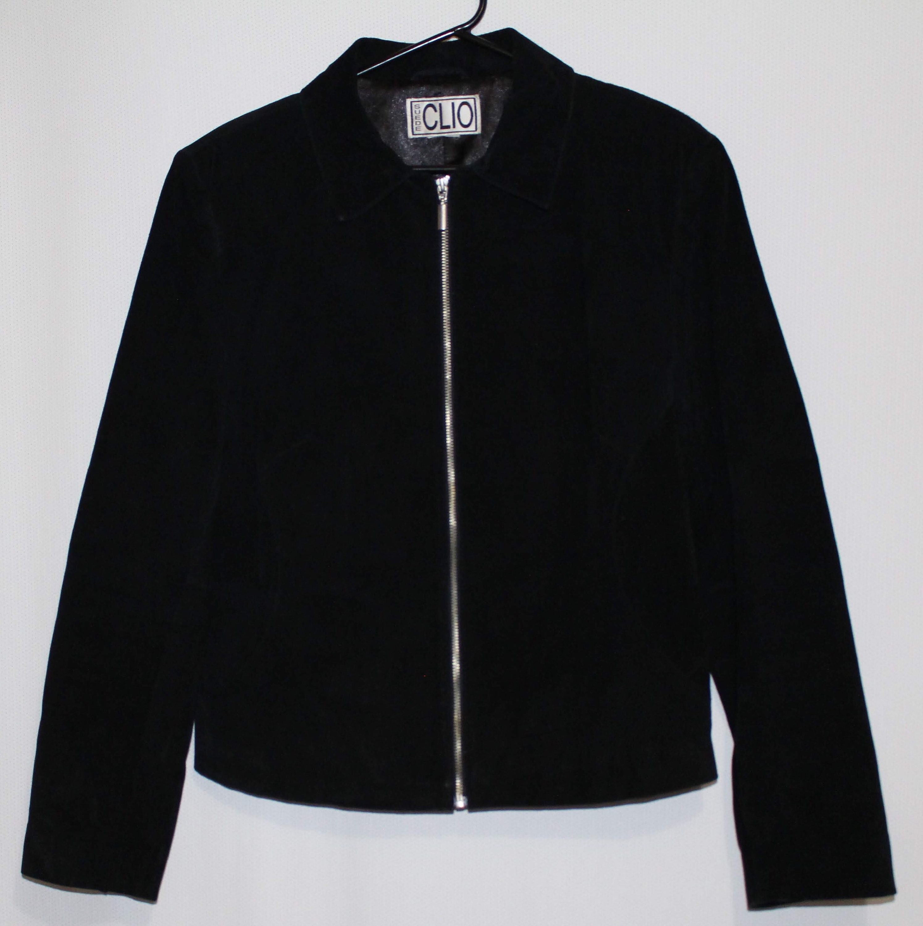 CLIO Suede Leather Jacket Coat Black 