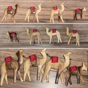 4 Camels Wood Hand Carved Christmas Ornament