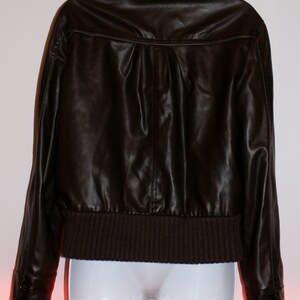 Moto Bomber Jacket by Charlotte Russe Crop Faux Leather Brown Sz L ...