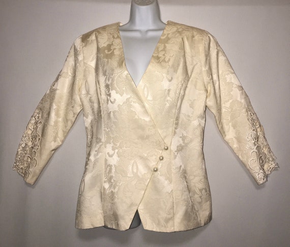 Jessica Mcclintock Vintage Jacket Ivory Floral Size 11/12 Long | Etsy