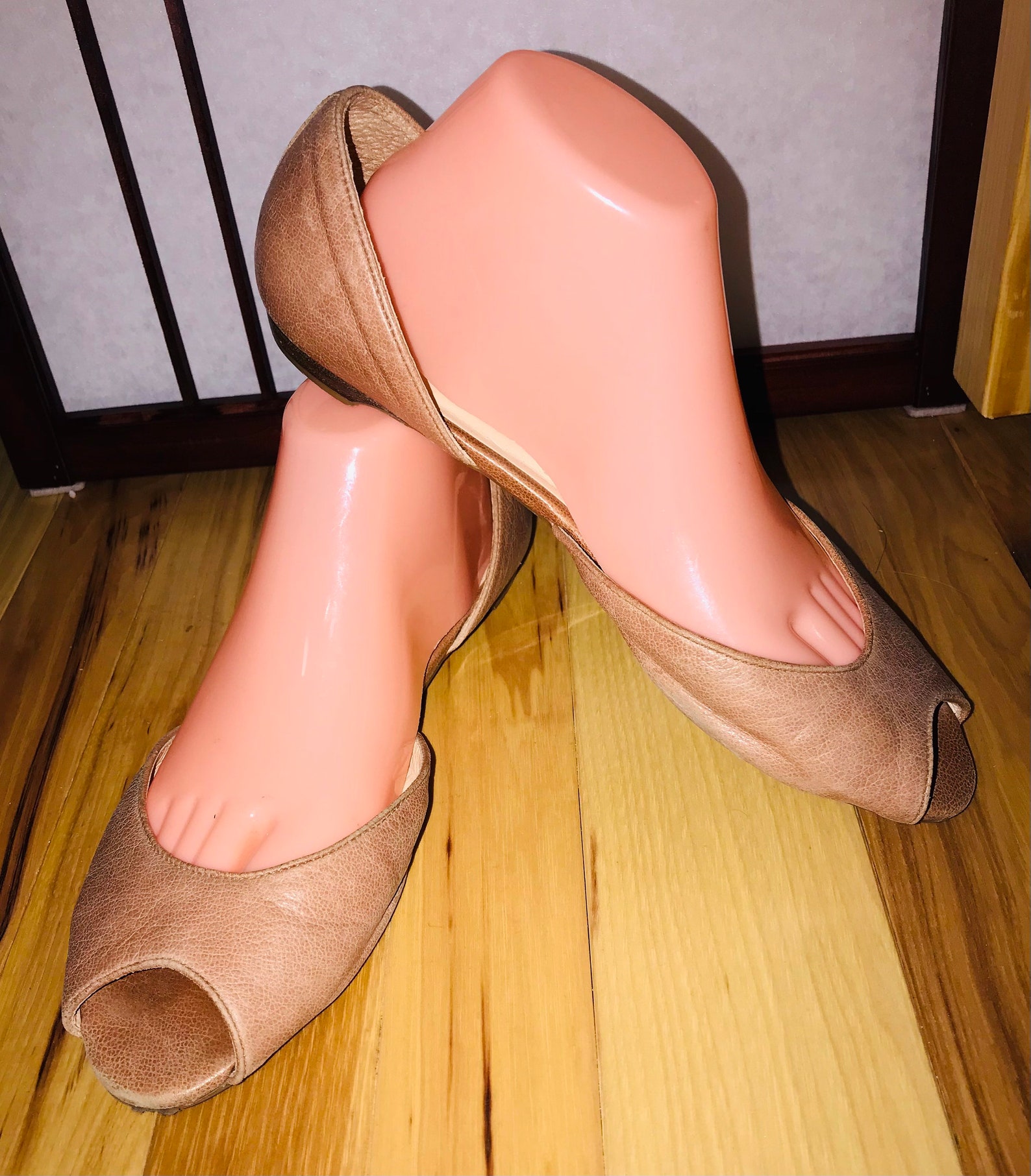 Talbots Open Toes Shoes Slip On Flats Size 10B Tan Camel Color Etsy