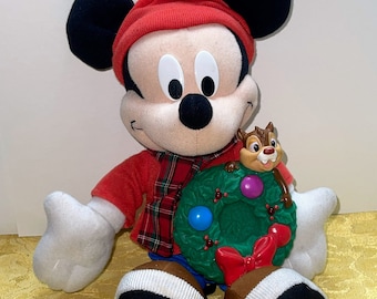 Vintage Disney MICKEY HOLIDAY FRIEND by Fisher-Price ~ 2001 Mattel ~ Christmas Musical ~ Mickey Mouse and Chipmunk