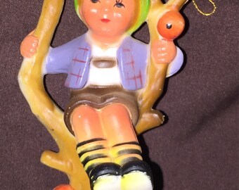 1980's Ornament Boy On a Swing ~ Made in Honk Kong