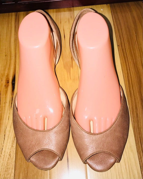 Talbots Open Toes Shoes Slip on Flats Size 10B Ta… - image 2