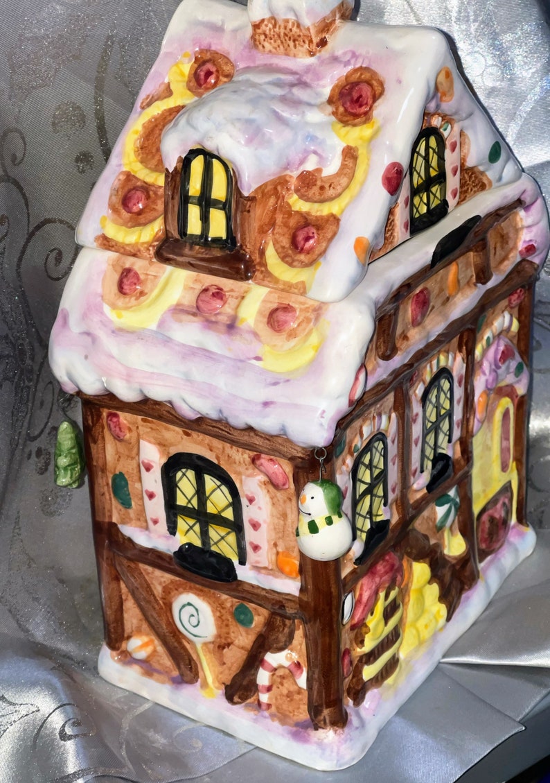 Vintage Ceramic Cookie Jar House Christmas Village Holiday Decor Etsy