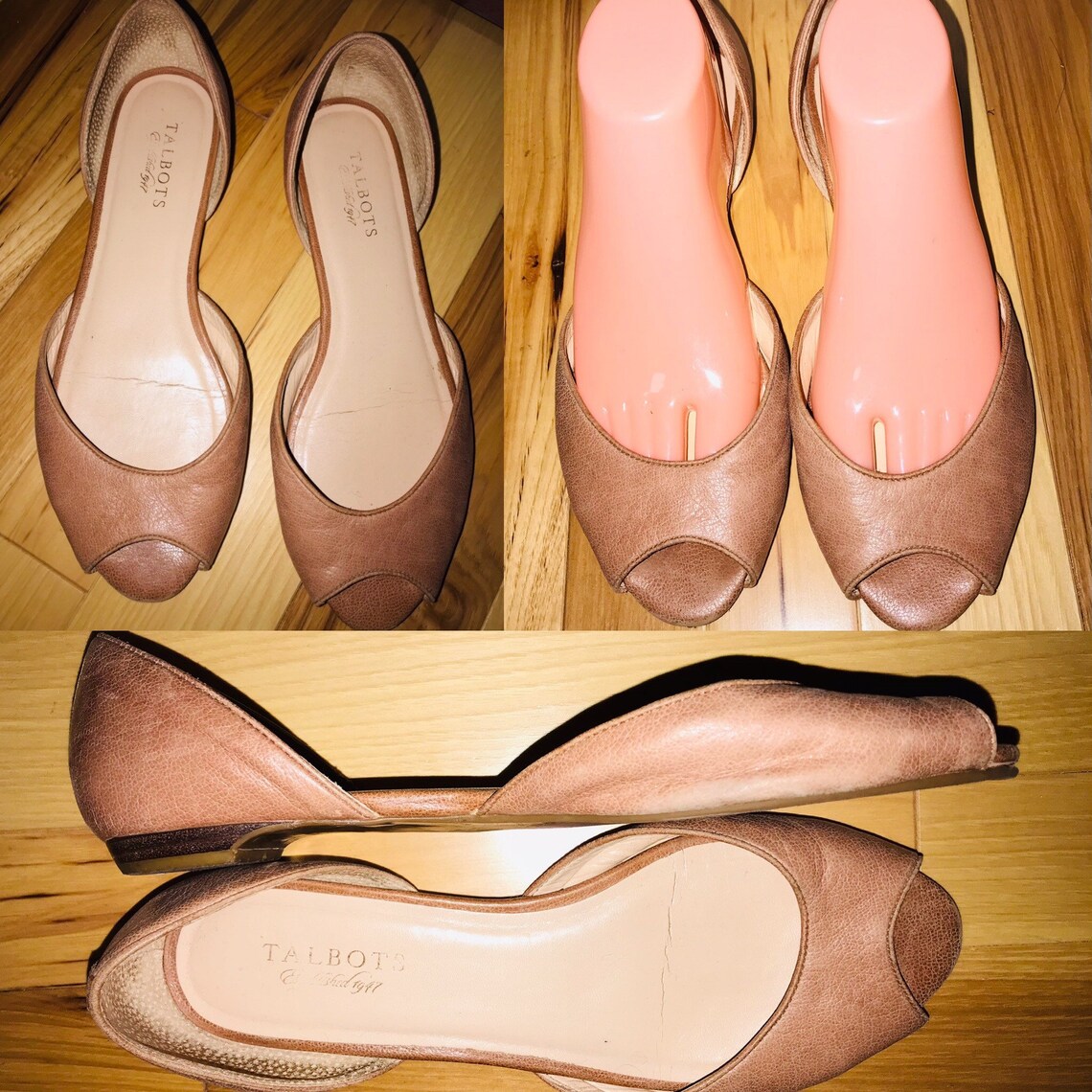 Talbots Open Toes Shoes Slip On Flats Size 10B Tan Camel Color Etsy