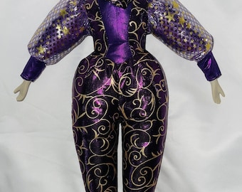 Vintage JESTER DOLL Sugar Loaf Harlequin Clown Mardi Gras Jester Doll Porcelain Doll Clown Purple Outfit