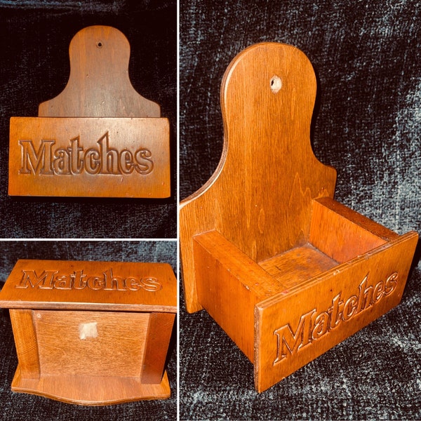 Vintage Handmade Wood Matches Box