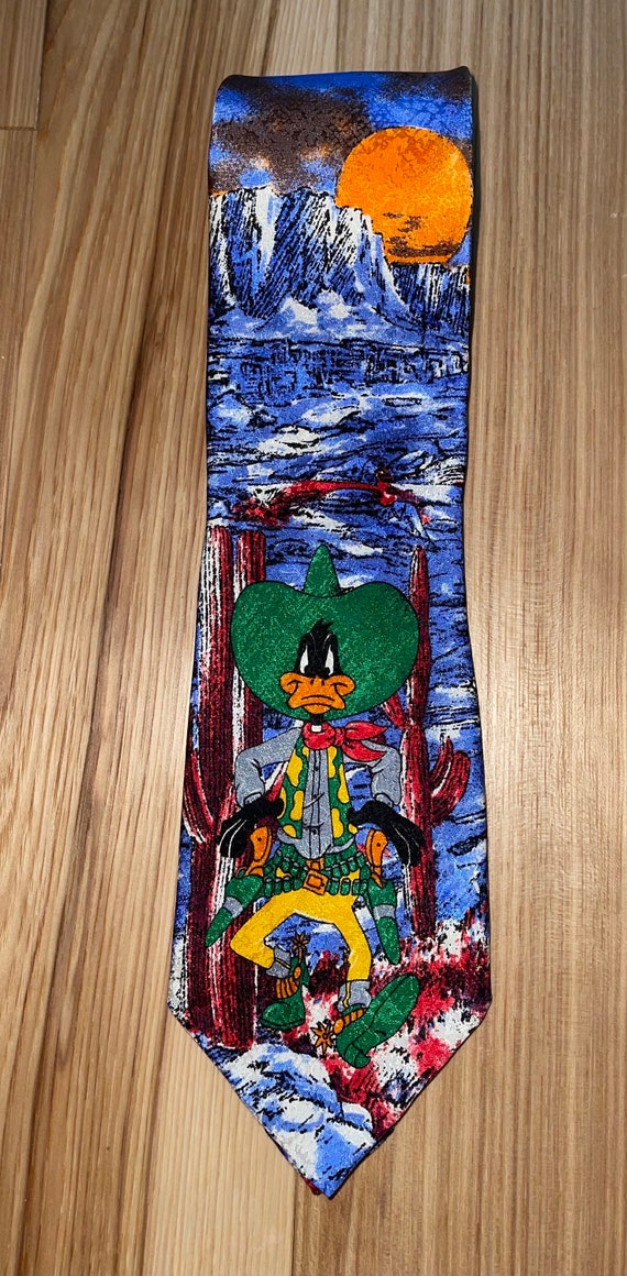 Vintage Duffy Duck Looney Tunes Necktie 1990’s Warner… - Gem