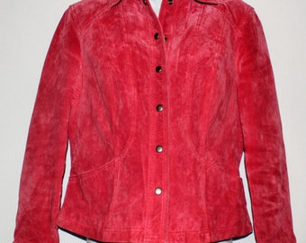 Coldwater Creek Red Leather Jacket Size PM