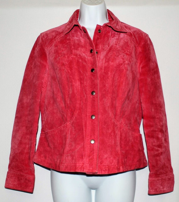 Coldwater Creek Red Leather Jacket Size PM