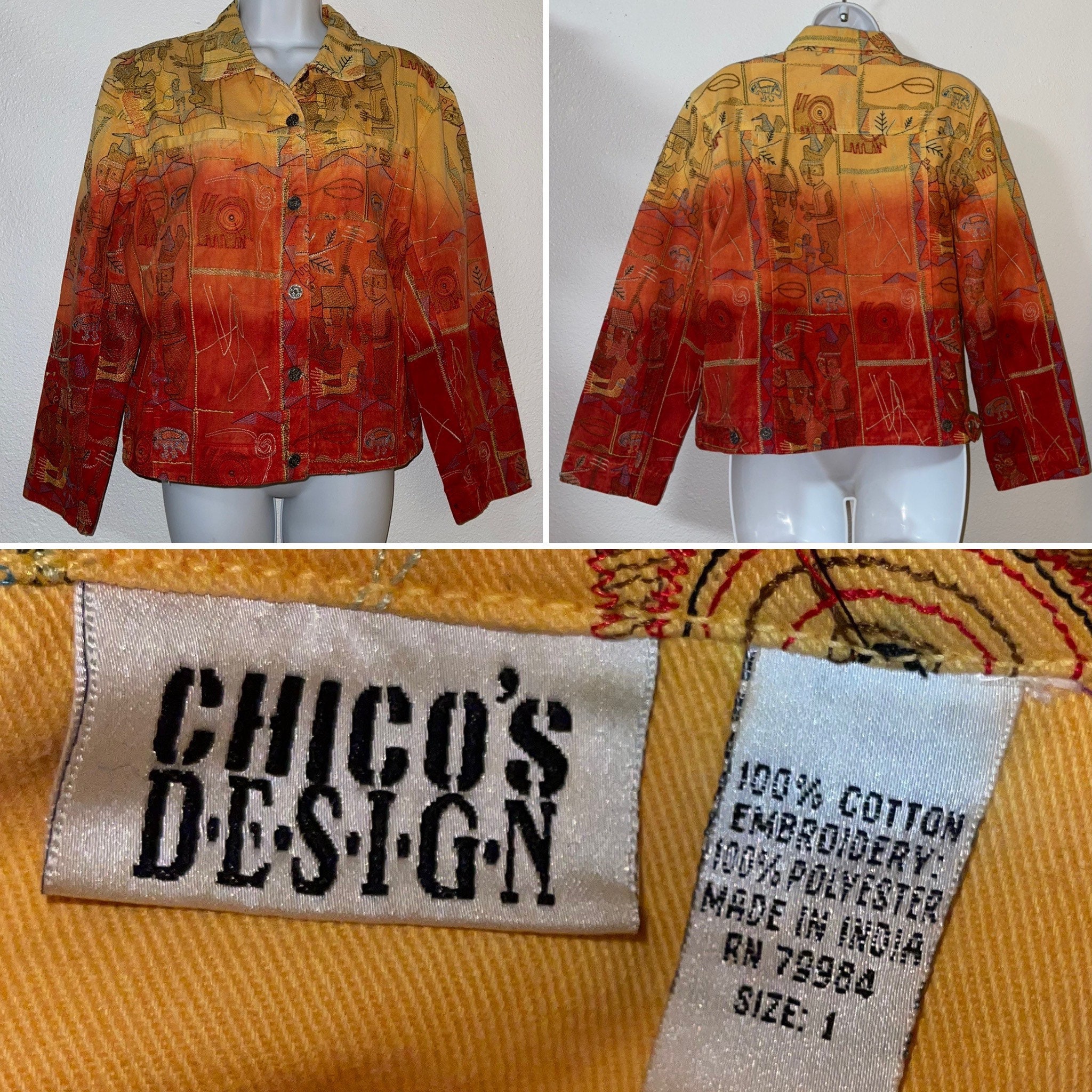 Vintage Chico's Design Jacket Size 1 - Etsy Vintage Chico's Design Jacket Size 1 - Etsy