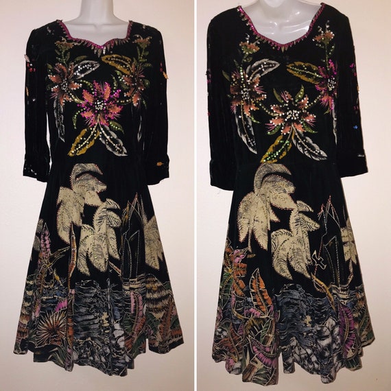 Multicolor Floral Handmade Handpainted Dress Speci