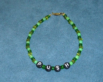 Christian Acronym Bracelet - PUSH : Shades of green