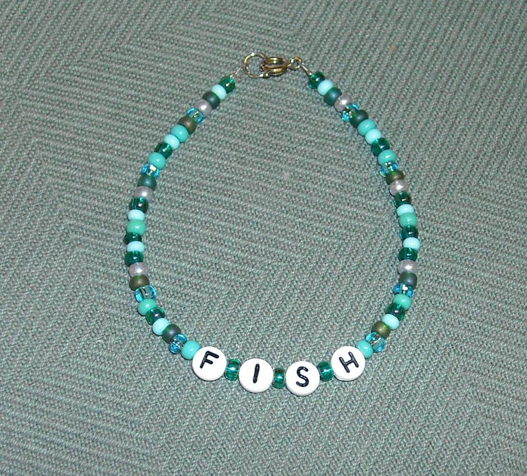 Christian Acronym Bracelet FISH Shades of Teal and Green Etsy