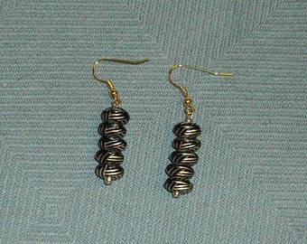 Gold and Black Bead Earrings