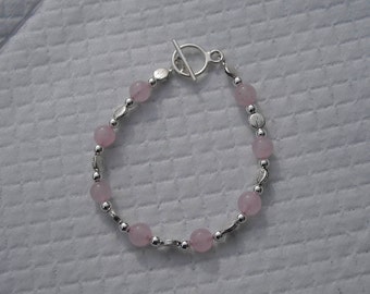 Rose Quartz and Silver Bracelet