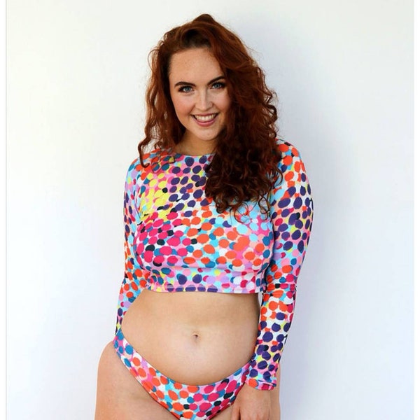 clearance SALE Rashie long sleeve swimwear  Australian Made surf swimsuit, chlorine restistant and SPF 50+ sun top