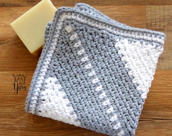 Corner to Corner Moss Stitch Washcloth - PDF Crochet Pattern & Video Tutorial