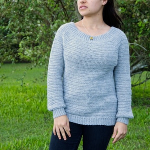 Round Yoke Sweater PDF Crochet Pattern, Women's Circular Yoke Top Down Crochet Pullover, Plus Size Inclusive 2X 3X 4X 5X, Video Tutorial