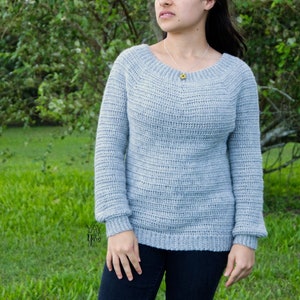 Round Yoke Sweater PDF Crochet Pattern, Women&#39;s Circular Yoke Top Down Crochet Pullover, Plus Size Inclusive 2X 3X 4X 5X, Video Tutorial