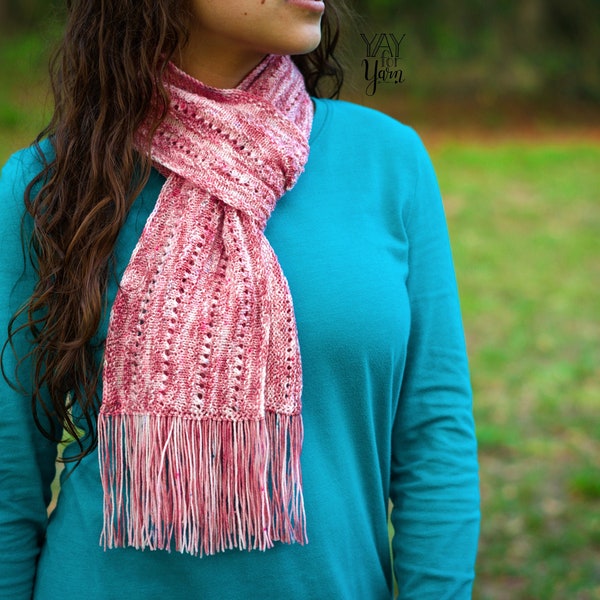 Easy Scarf Knitting Pattern, Lace Scarf Knitting Pattern, Sock Yarn Scarf, Knitting Pattern Scarf, Knit Scarf Pattern, Fingering Weight Yarn