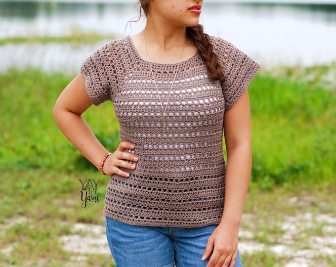 Driftwood Tee - PDF Crochet Top Pattern & Video Tutorial