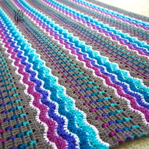 Crochet Afghan Pattern, Crochet Blanket Pattern, Crochet Ripple Blanket Pattern, Crochet Wave Blanket Pattern, Striped Crochet Throw Pattern