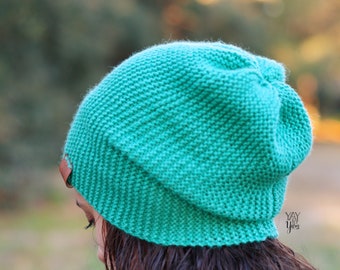 Slouchy Hat Knitting Pattern, Slouchy Beanie Pattern, Knitted Slouch Hat, Easy Slouchy Hat, Winter Hat Pattern, Beginner Knitting Pattern