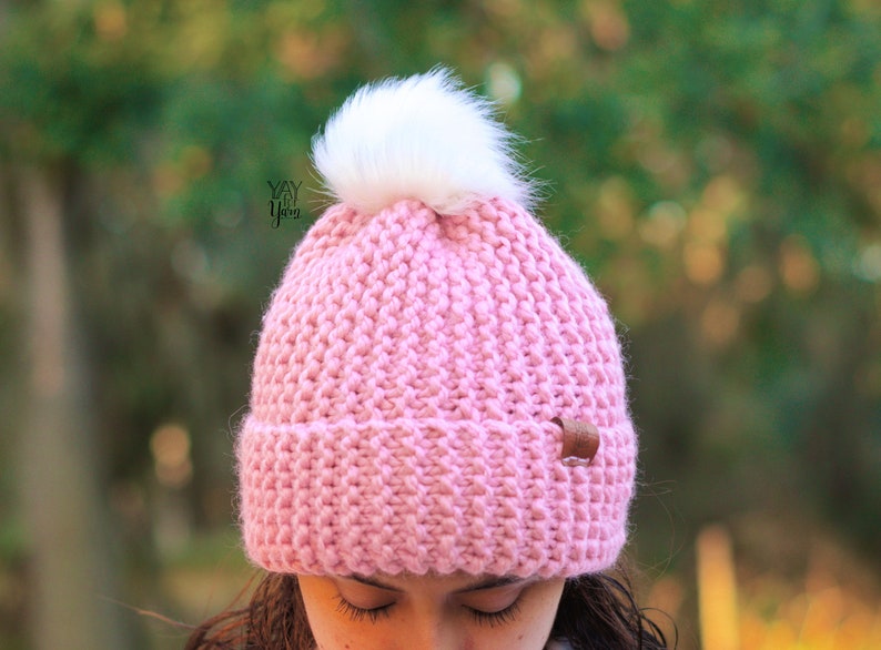 Garter Stitch Hat Pattern, Garter Stitch Beanie Knitting Pattern, Easy