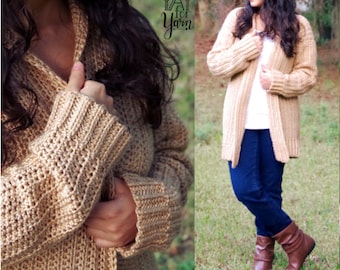 Comfy Cozy Cardigan - PDF Crochet Pattern & Video Tutorial