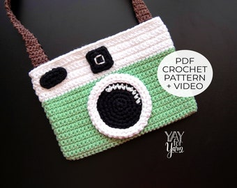 Crochet Camera Pattern, Crochet Camera Bag Pattern, Crochet Lomo Camera Pattern, Crochet Instagram Purse Pattern, Crochet Polaroid Camera