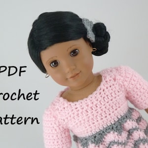 Crochet Doll Dress Pattern, American Girl Doll Crochet Patterns, Crochet American Girl Doll Clothes, 18 inch Doll Dress Crochet Patterns