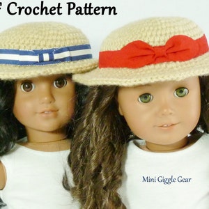 PDF CROCHET PATTERN - Sightseeing Hat for American Girl Dolls - Instant Download