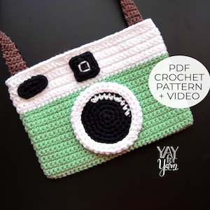 Crochet Camera Bag Pattern, Crochet Camera Pattern, Crochet Camera Purse Pattern, Crochet Instagram Purse Pattern, Crochet Polaroid Camera image 1