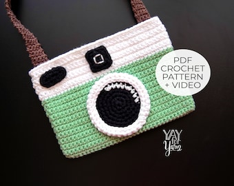 Crochet Camera Bag Pattern, Crochet Camera Pattern, Crochet Camera Purse Pattern, Crochet Instagram Purse Pattern, Crochet Polaroid Camera