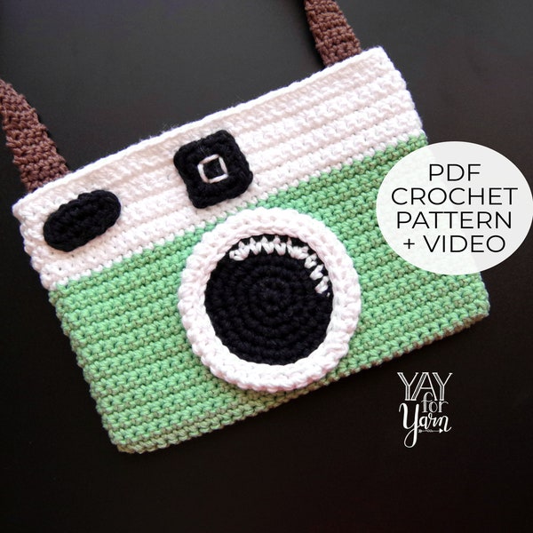 Crochet Camera Bag Pattern, Crochet Camera Pattern, Crochet Camera Purse Pattern, Crochet Instagram Purse Pattern, Crochet Polaroid Camera