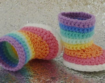 PDF CROCHET PATTERN - Kaleidoscope - Striped Boots for American Girl Dolls - Instant Download