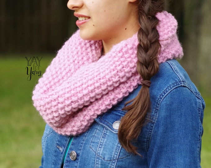 Seed Stitch Cowl - PDF Knitting Pattern & Video Tutorial for Beginners