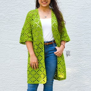 Crochet Kimono Pattern, Crochet Summer Cardigan Pattern, Plus Size Crochet Pattern, Kimono Cardigan Crochet Pattern, Easy Crochet Pattern image 1