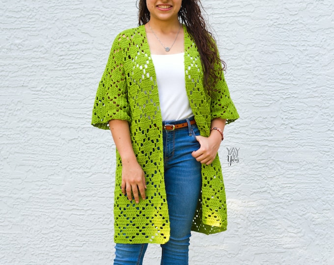 Diamond Cardigan - PDF Crochet Pattern & Video Tutorial